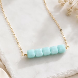 Mint green crystal bar necklace - mint crystal necklace - mint necklace - mint bar necklace - crystal necklace - Swarovski crystal