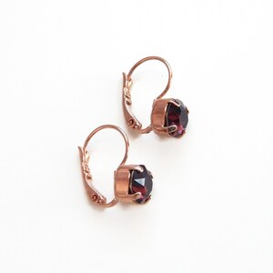 Marsala Crystal Leverback Earrings Rose Gold created with SWAROVSKI® Crystals image 2