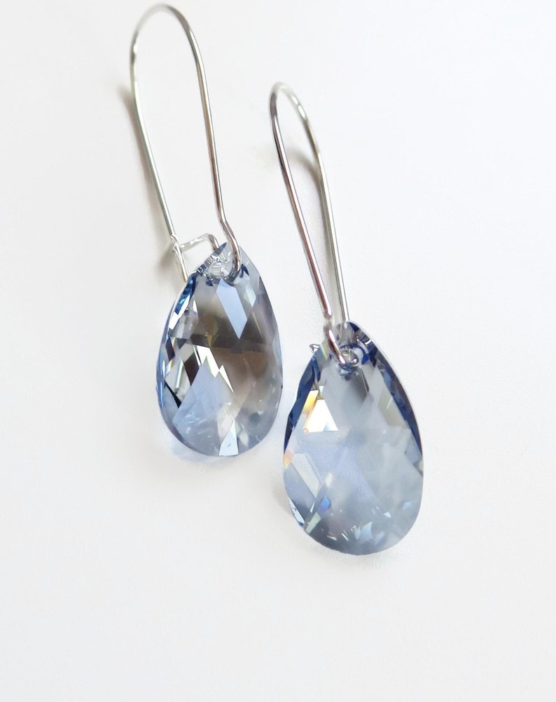 Blue crystal teardrop earrings Swarovski crystal blue crystal earrings blue earrings crystal earrings image 3