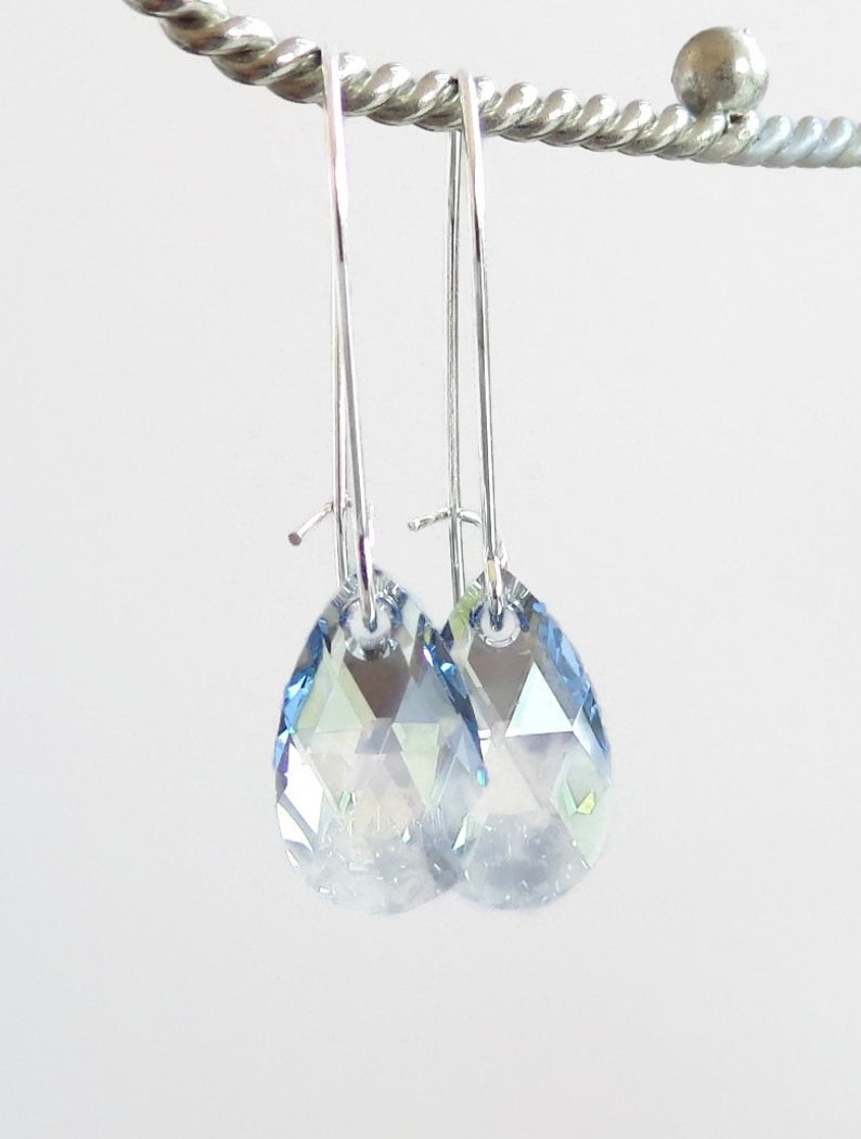 Blue crystal teardrop earrings Swarovski crystal blue crystal earrings blue earrings crystal earrings image 2