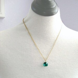 Crystal four leaf clover necklace Good Luck necklace greenery emerald green Swarovski crystal lucky charm image 2