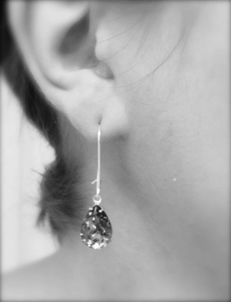 Black Diamond Crystal Drop Earrings Crystal Night Bridal Jewelry designed with SWAROVSKI® Crystals image 3