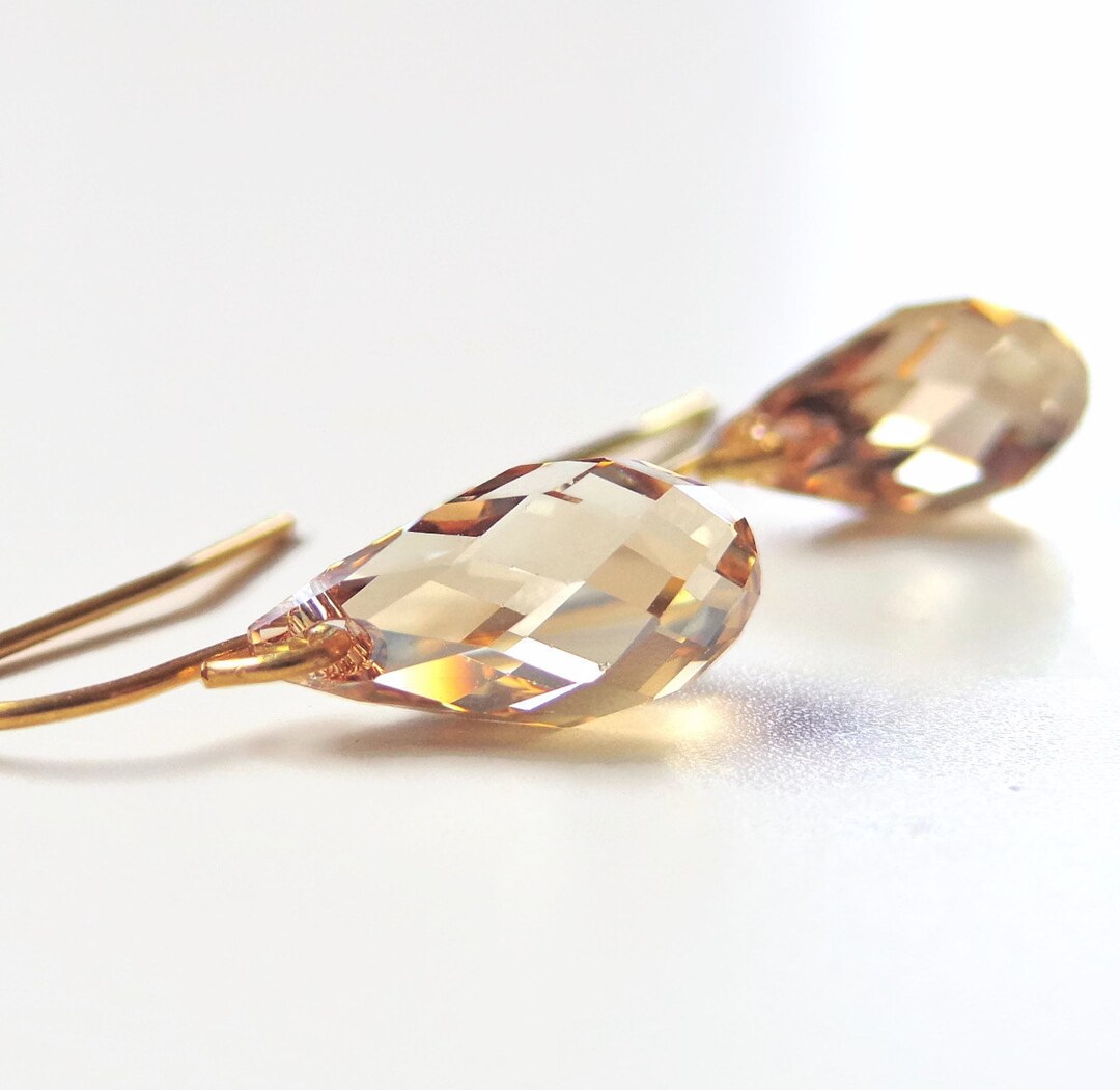 Champagne Coin Crystal Earrings main image 0