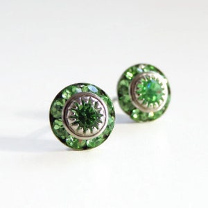 Vintage crystal stud earrings crystal earrings Swarovski earrings crystal studs crystal earrings Peridot Green