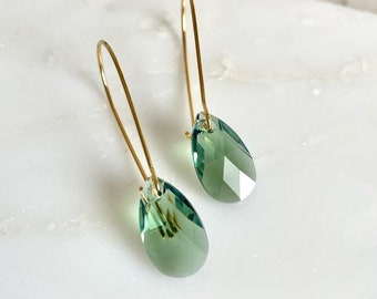 Erinite green teardrop earrings - erinite crystal earrings - erinite green earrings - Swarovski crystal - green earrings