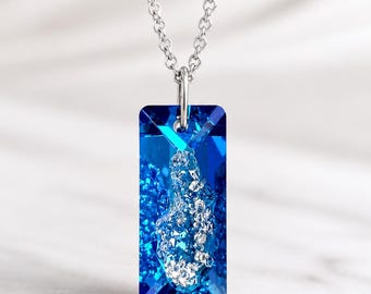 Bermuda Blue Crystal Hearts Necklace - Big Love Little Love - Swarovski Hearts Necklace
