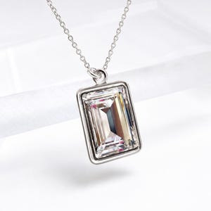 Clear emerald cut crystal necklace - bridal jewelry - bridesmaid jewelry - wedding jewelry - Swarovski Crystal