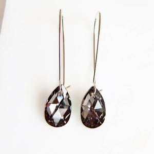 Black teardrop crystal earrings - Swarovski crystal - black diamond - black earrings - black crystal earrings