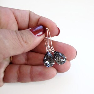 Black Diamond Crystal Drop Earrings Crystal Night Bridal Jewelry designed with SWAROVSKI® Crystals image 4