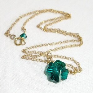 Crystal four leaf clover necklace Good Luck necklace greenery emerald green Swarovski crystal lucky charm image 3