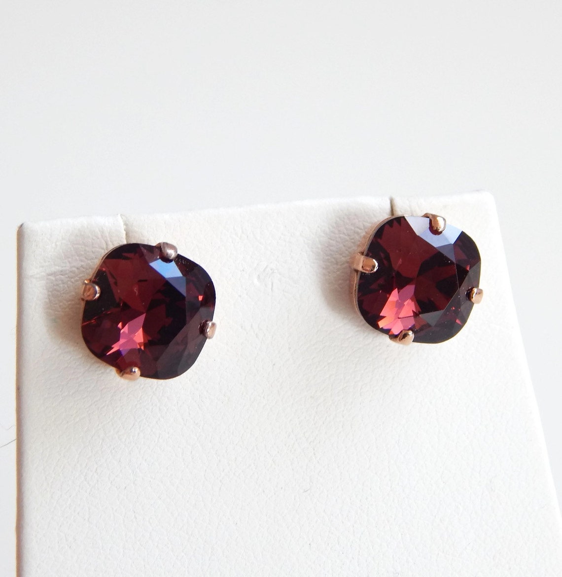Marsala Crystal Earrings Square Stone Earrings Burgundy - Etsy