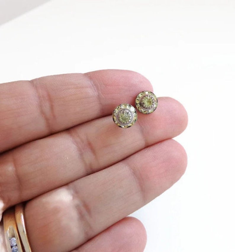Vintage crystal stud earrings crystal earrings Swarovski earrings crystal studs crystal earrings Jonquil Yellow