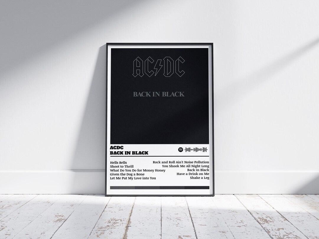 AC/DC Poster Print | Back in Black Album Poster | Music Poster | Album ...