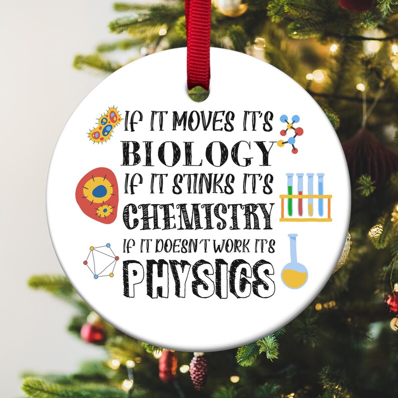 Biology Chemistry Physics Christmas Ornament,funny Science Ornament