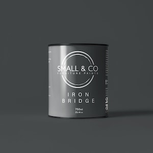 Iron Bridge | Charcoal Dark Grey Eco-Friendly Furniture Paint | 750ml + 125ml Sizes | High Coverage and Durable | VOC-Free | Small & Co