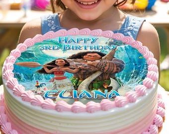Adorno para tarta de Moana personalizado: Decoración para fiesta submarina (descarga digital)