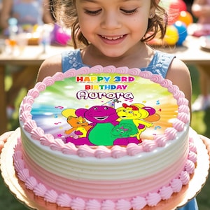 Personalisierte Barney Cake Topper: Lila Dinosaurier Geburtstagsparty (Digitaler Download)