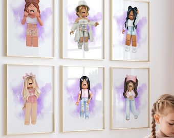 Pósteres de Roblox para chicas gamers: Set de 6, decoración de dormitorio de videojuegos (descarga digital)