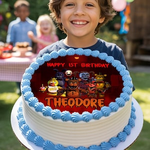 Personalized Freddy Cake Topper, Five Nights at Freddys Birthday Decoration for Boys, Freddy Fazbear Party Theme, Digital Download