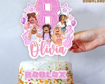 Video Game Girl Birthday Cake Topper: Pink Party Decor (Printable)