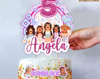 Video Game Girl Birthday Cake Topper: Pink Party Decor (Digital Download)
