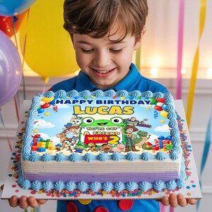 Toy Story 5 Cake Topper Rectangle, Personalized Edible Cake Image, Custom Name and Age Birthday Party Decor, Printable Instant Download