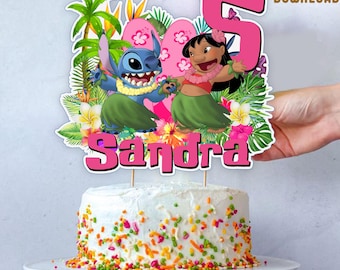 Lilo and Stitch Cake Topper: Hawaii Birthday Party Decor (Digital)