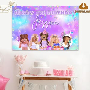 Video Game Girl Backdrop Digital Download, Custom Birthday Banner for Print, Girls Birthday Decorations Printable File
