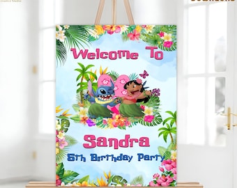 Lilo and Stitch Willkommens-Schild: Geburtstags-Party-Deko (druckbare Datei)
