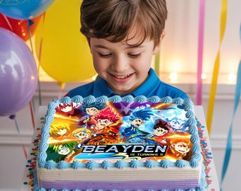 Adorno para tarta de Beyblade personalizado: Decoración para fiesta de cumpleaños de gamer (descarga digital)