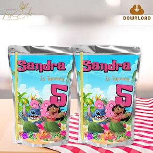 Druckbare Lilo Stitch Geburtstag Capri Sun, Stitch und Lilo Birthday Party Dekorationen, Stitch Juice Labels Digital Download