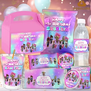 Printable Video Game Girl Birthday Party Favor, Pink Birthday Party Decor Digital, Birthday Party Bundle Kids Download