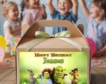 Etiqueta personalizada para caja de Shrek Gable: recuerdo de cumpleaños personalizado (descarga digital)