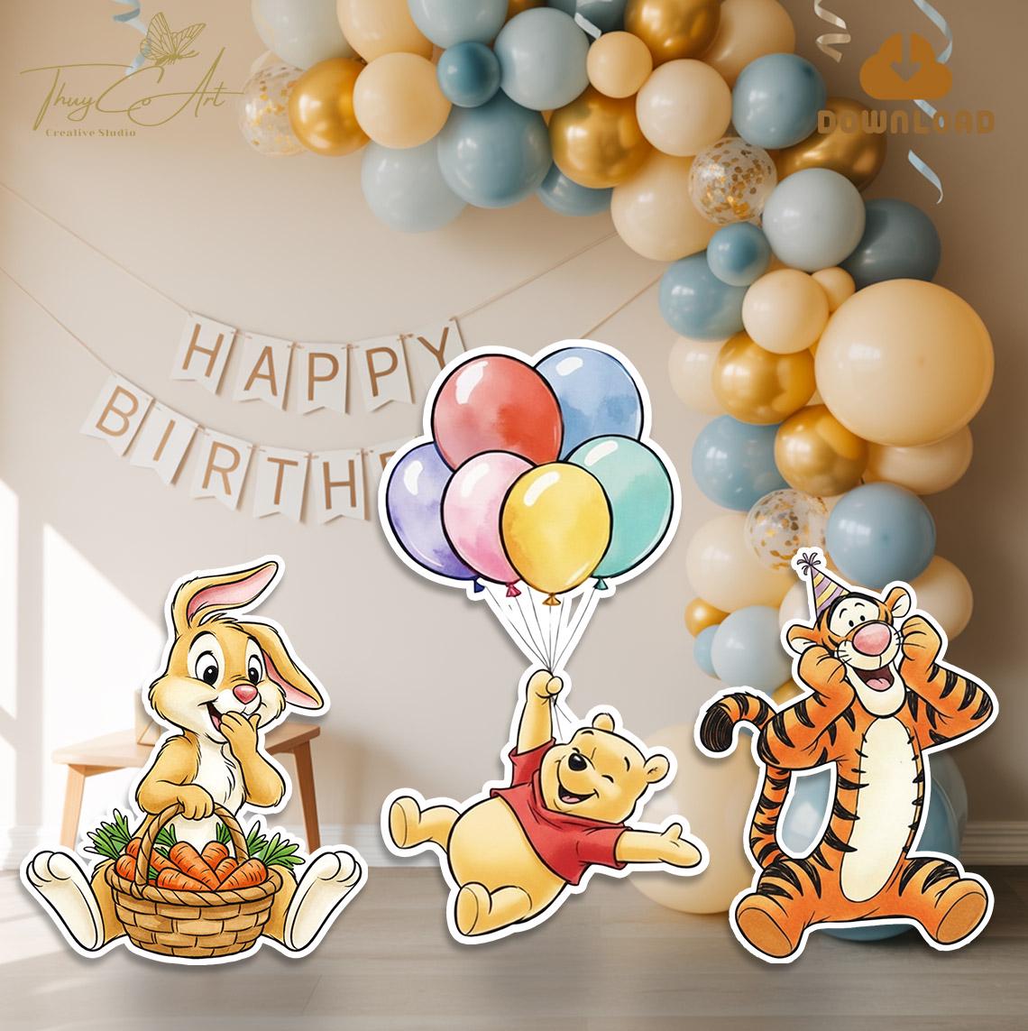 Winnie the Pooh Party Cutouts Kids Birthday Decoration (digital