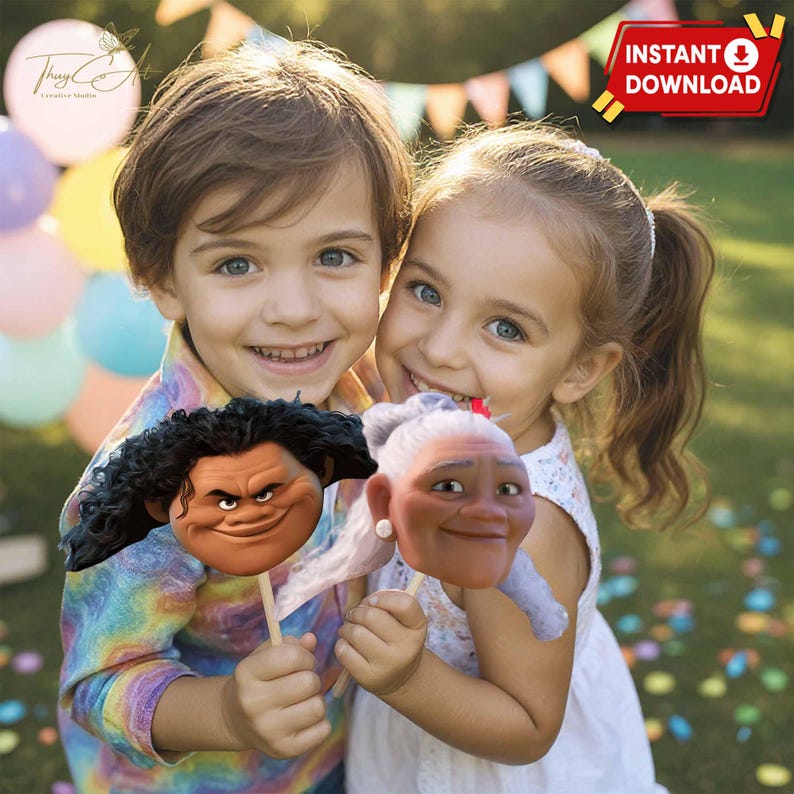 Moana Photo Props Printable, Moana Birthday Party Decoration for Girls, Ocean Theme Party Signs, DIY Instant Download File