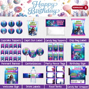 Zombie 3 Birthday Party Bundles, Digital Birthday Party Labels, Personalized Printable Birthday Decor Download