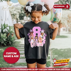 Video Game Girl Shirt PNG, Digital Birthday Party Tee, Custom Tshirt with Name for Girl, Birthday Shirt Iron Transfer