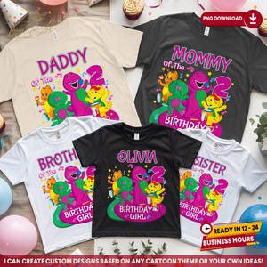 Custom Barney Family Birthday Shirt, Barney and Friends Party Tee Download, Barney Dinosaur Tshirts, Printable Digital Download