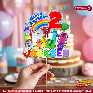 Printable Number Blocks Birthday Cake Topper, NumberBlocks Friends Party Decor Download, Birthday Kids Party Digital