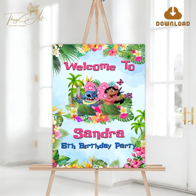 Stitch Sign In Lilo and Stitch Welcome Sign: Custom Birthday Party Decor (digital File ...