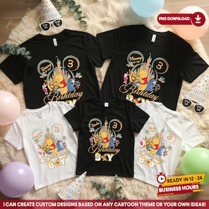 Winnie The Pooh Family Birthday Shirt, Winnie The Pooh Birthday Party Theme, Winnie Bear Birthday PNG, Digital Download