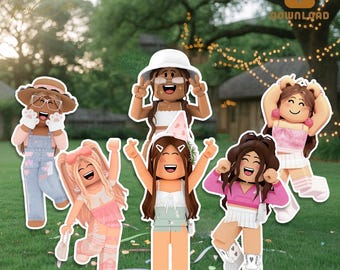 Roblox Girl Party Ausschnitte, Videospiel-Geburtstagsdekoration (Digitaler Download)
