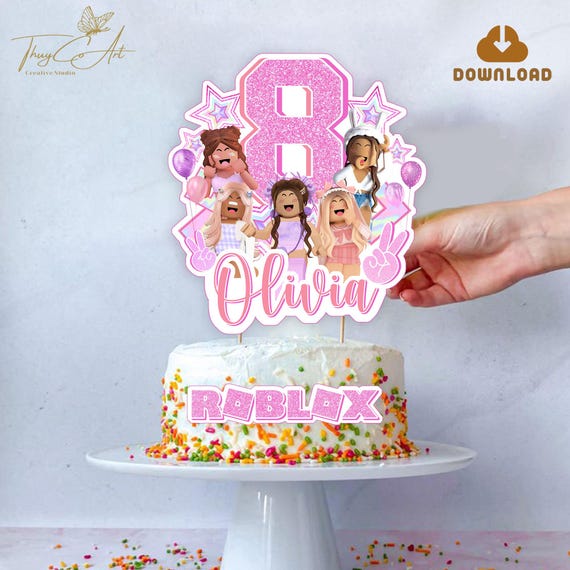 Video Game Girl Birthday Cake Topper: Pink Party Decor (printable