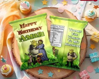 Shrek Birthday Party Chip Bag: Custom Favor, Printable Decor (Digital Download)