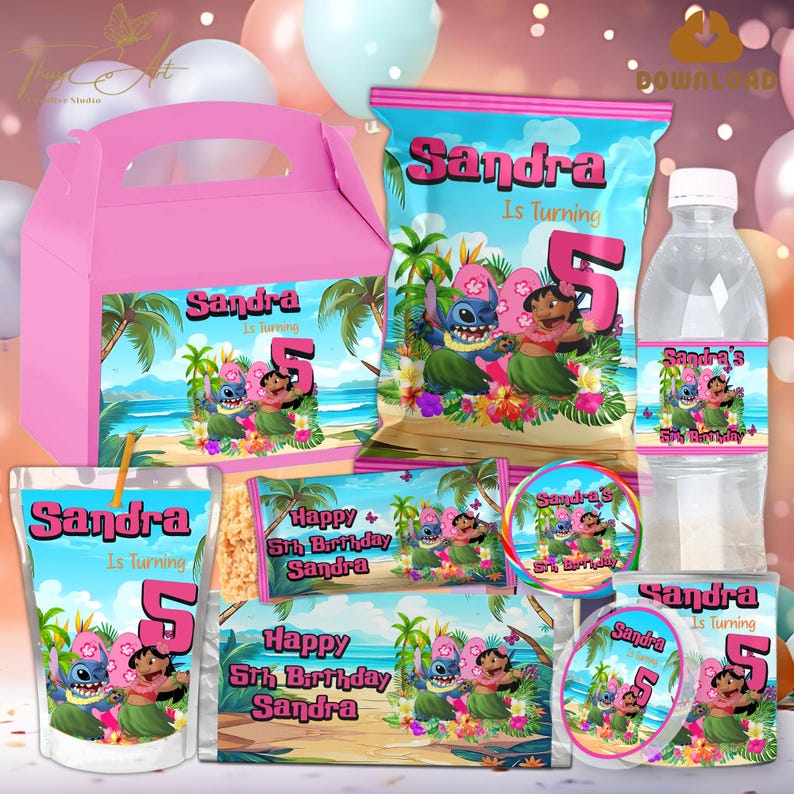 Lilo and Stitch Photo Props Instant Download, Printable Lilo Stitch Picture Frame, Stitch Birthday Decor, Stitch Lilo Birthday Party Theme