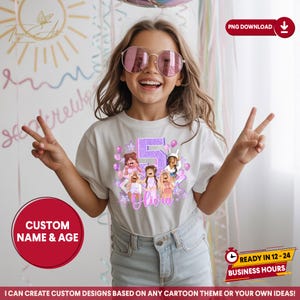 Girl Birthday Shirt PNG, Pink Birthday Shirt for Girl, Custom Video Game Birthday Tee for Daughter, Printable Digital Download