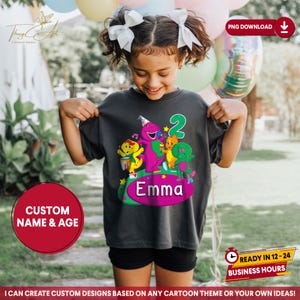 Barney Birthday PNG, Girl Purple Dinosaur Birthday Tee Download, Barney and Friends Birthday Digital