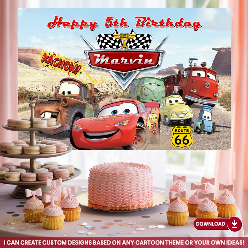 Printable Racing Car Birthday Backdrop, Digital Birthday Banner, Custom Party Decoration, Boys Racing Theme Party Decor