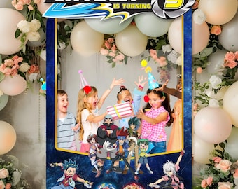Marco para fotomatón de cumpleaños de Beyblade: Decoración personalizada para fiestas (descarga digital, 91 x 61 cm)