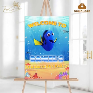 Printable Finding Dory Welcome Sign, Custom Name Dory Birthday Party Decorations, Under The Sea Banner Digital Download